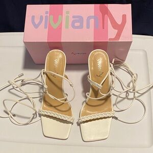 Vivianly Cream Strappy Heels